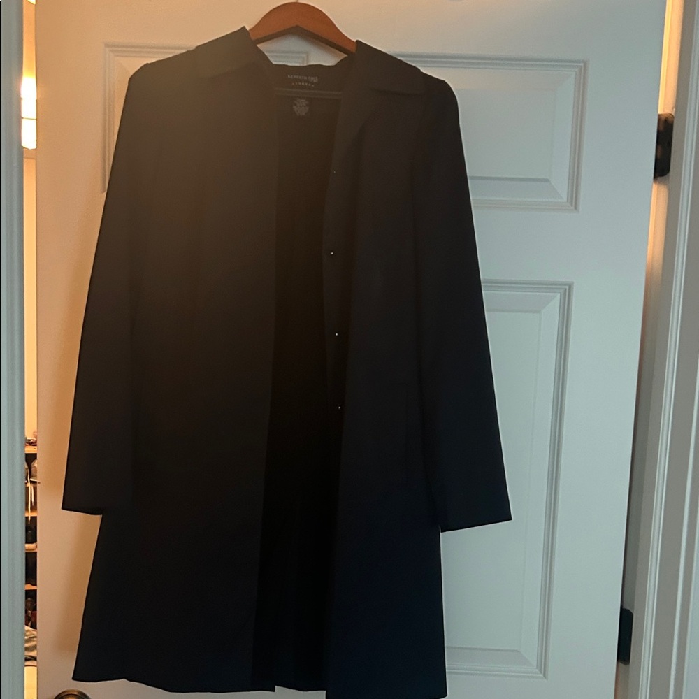 Talbots Black Knee-Length Button Front Coat